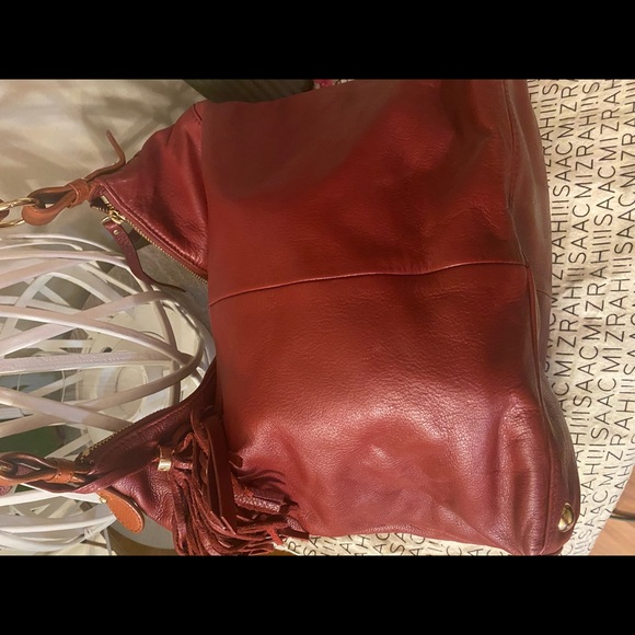 Isaac Mizrahi Deep Red Leather Bag - Picture 12 of 15